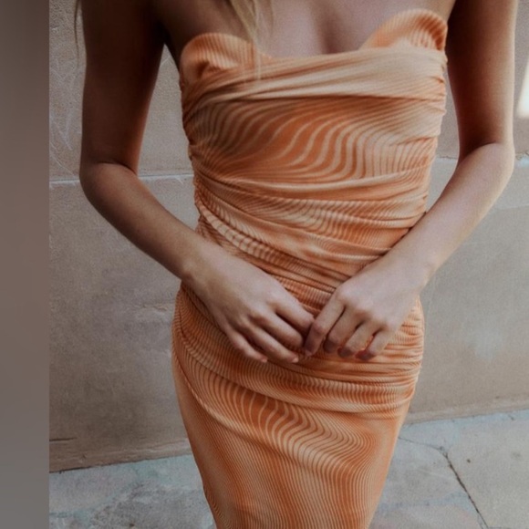 ZARA STRAPLESS PRINTED TULLE DRESS - Picture 5 of 5